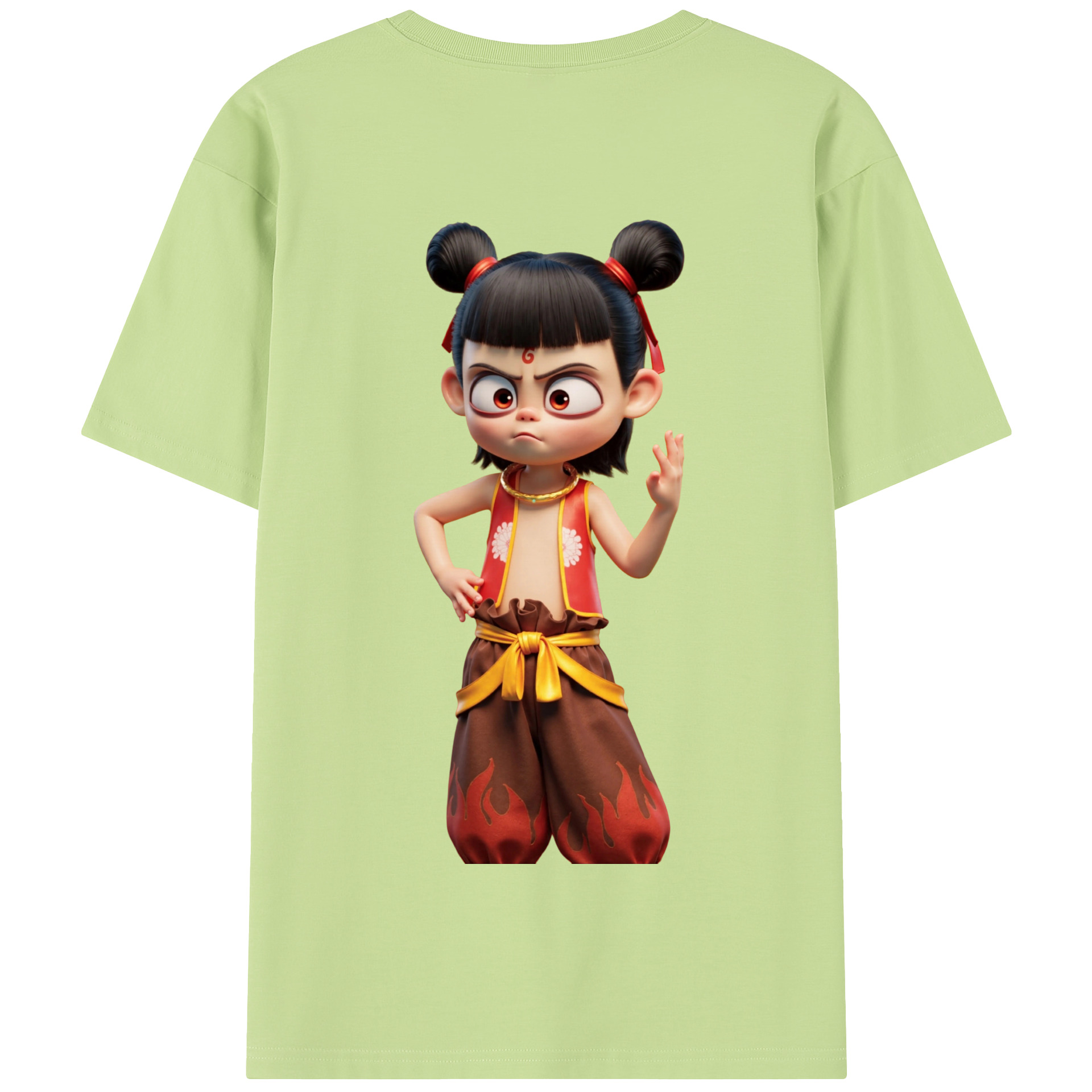 （画像用） Ne Zha 2 ナタ 魔童の大暴れ 綿100％半袖Tシャツ（背面プリント）